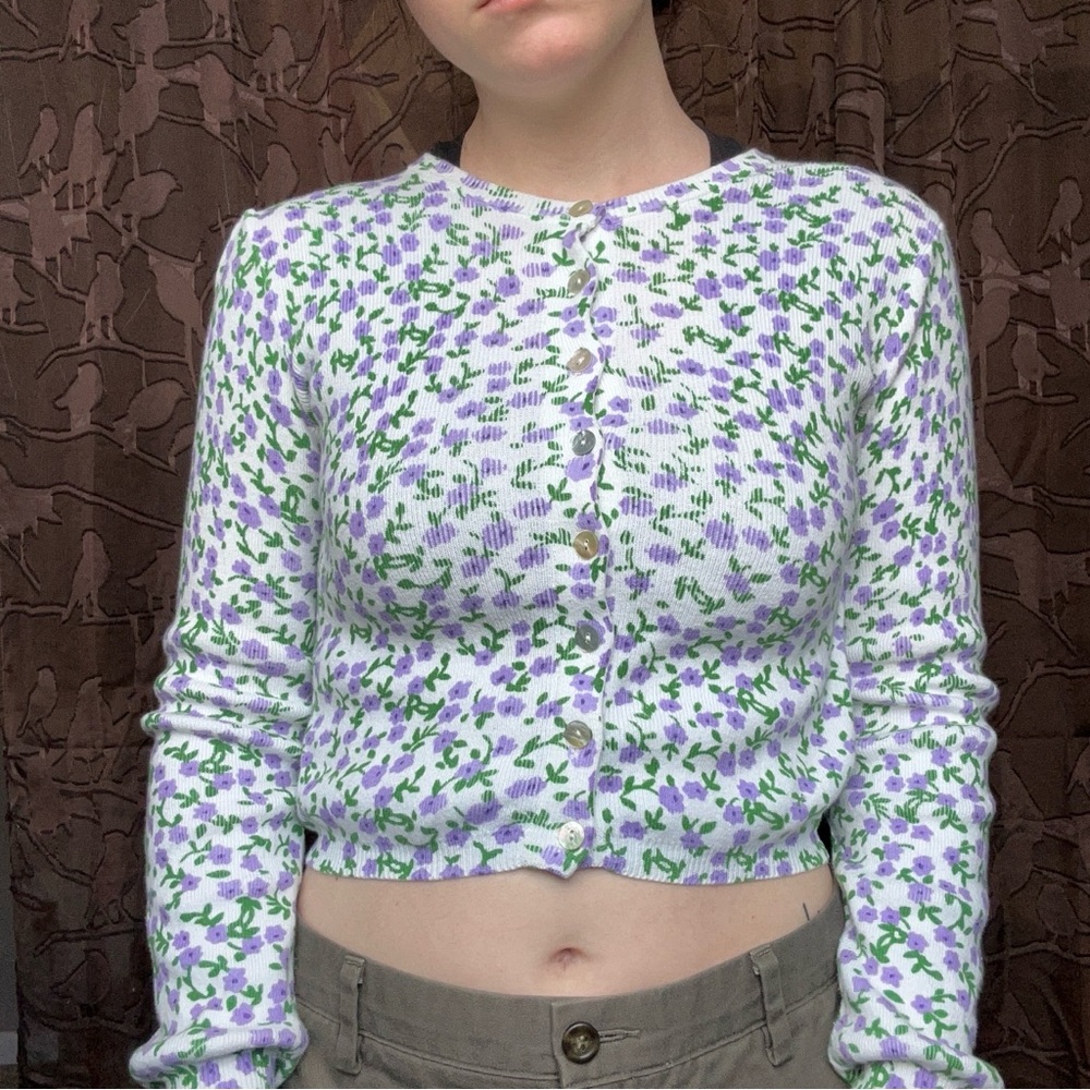 Zara Floral Button-Up Cardigan